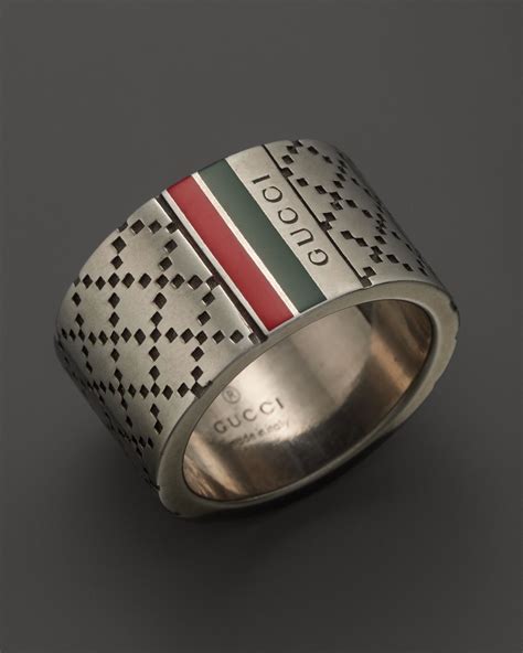 gucci ring herren|GUCCI Silver and Enamel Ring for Men .